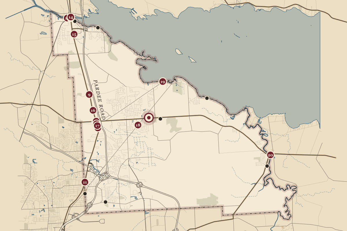 Map of historical sites across the Town of Cicero